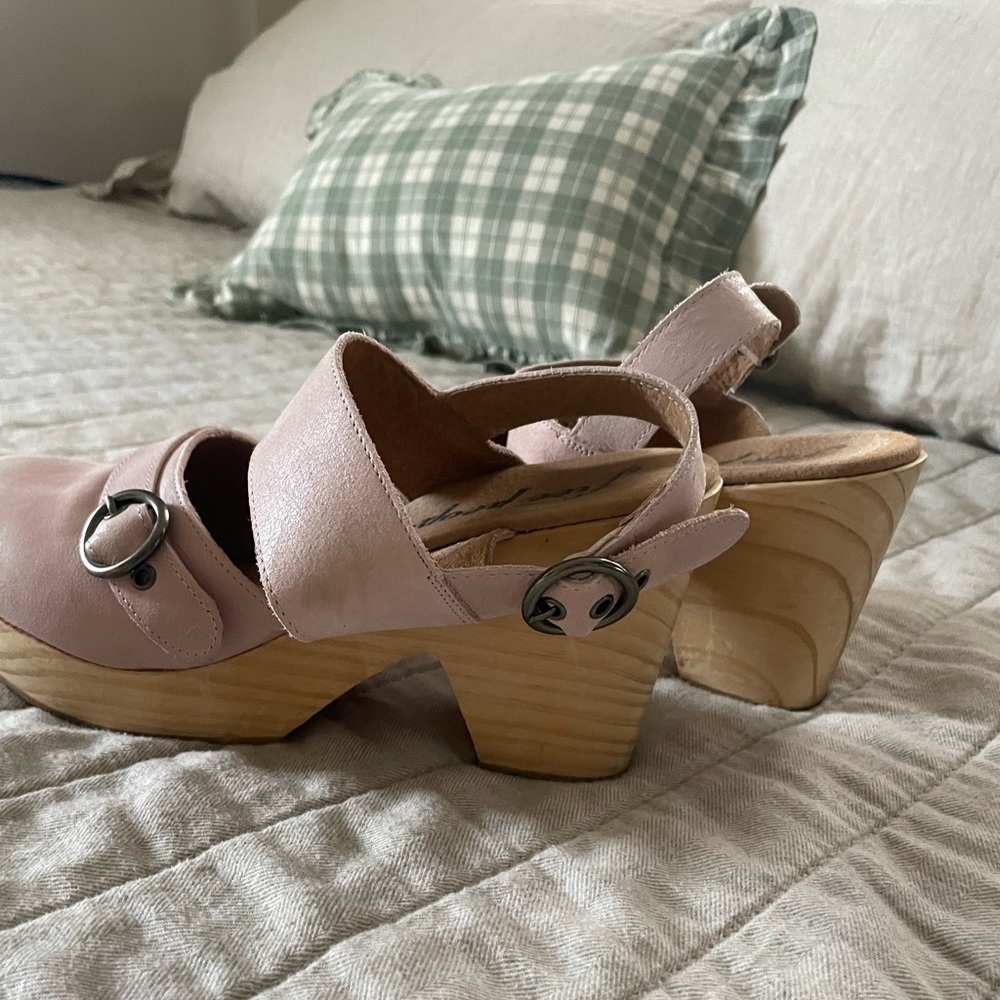 Pink Free People Wooden Clogs